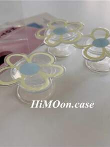 Funda de teléfono minimalista con flor amarilla pequeña y soporte, accesorio de teléfono unisex retráctil y creativo - Multicolor - Ver 7