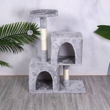 Árbol para Gatos de 3 Niveles Gris Compacto | Torre de 75 cm con Amplio Apartamento y Suave Nido | Base Estable 55x30 cm - Gris - Ver 1