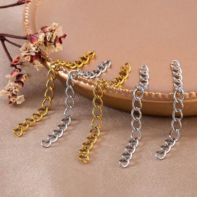 25条5厘米304不锈钢延长链，基础款，适合DIY项链、手链、珠宝链配件