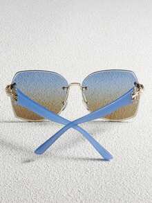 Gafas de mujer con marco metálico sin montura y diseño geométrico, elegantes y de moda casual, adecuadas para el uso diario, combinar con atuendos, fotografía, vacaciones al aire otras ocasiones - Multicolor - Ver 4