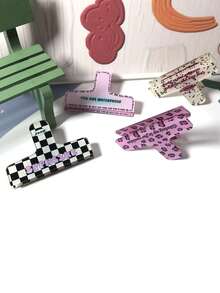 1个豹纹字母粉色夹子书本配件甜美女孩试卷整理夹多功能收纳夹耐用结实多用途经典时尚大号 - 多色 - 查看 6