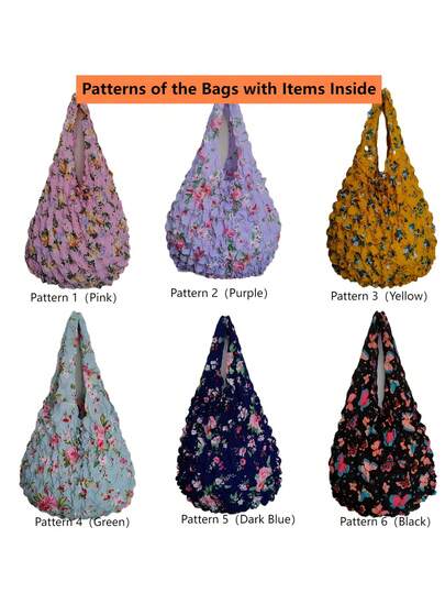 Bolso de mano mágico y retráctil con volantes y correa para la muñeca - Bolso compacto y portátil de poliéster duradero, disponible en varios colores para compras, uso diario y como regalo