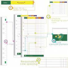 A6 Budget Planner Refill Paper, 90 Pages Colorful 6-Ring Binder Expense Tracker Inner Page Financial Planner W/Binder Divider, Pouch, Ruler, Index Tab For Budgeting Book, Double-Sided,6.9x3.7\ - 金融的 - 查看 3