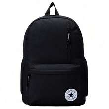 Mochila de poliéster con cierre de cremallera de gran capacidad y logotipo de la marca Converse, bolso de estudiante, mochila de tamaño mediano. - Negro - Ver 12