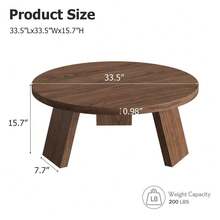 CuisinSmart Round Coffee Table,33.5" Circle Center Table,Wooden Coffee Tables For Living Room, Bedroom,,Apartments,Easy Assembly - Brown - View 2
