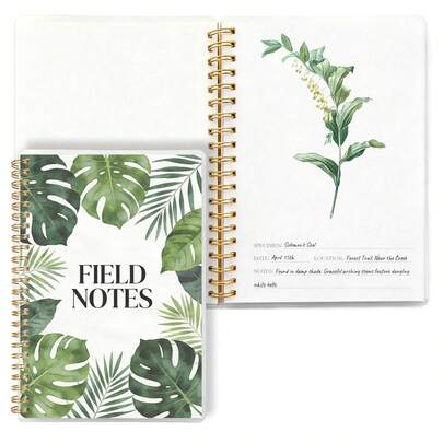 A5 Professional Nature Journal - 5.9x8.46 Inch Waterproof PP Cover Field Notebook, 100gsm Fine Textured White Paper With Guided Observation Layout, Gold Spiral Bound Sketchpad For Field Research