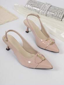 2026新款少女2.5英寸细高跟漆皮时尚派对凉鞋 - 粉色 - 查看 7