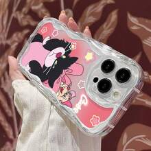 Bonita funda de teléfono con espejo y diseño de gato y ratón. También funciona como espejo y es compatible con  17,  16 Pro Max,  15 Pro Max,  13 y  12. Fabricada en TPU, ofrece protección contra golpes y caídas. Es un regalo ideal para familiares, amigos, parejas, novios o novias, e ideal para Navidad, citas o cumpleaños. - transparente - Ver 6