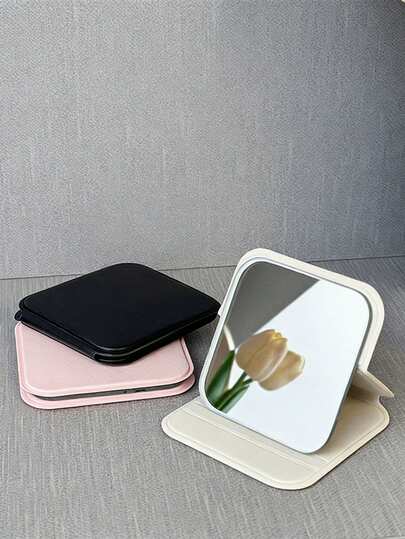 2 piezas Espejo de escritorio cuadrado, Espejo de maquillaje plegable de alta calidad, Adecuado para dormitorios de estudiantes, Espejo de vanidad portátil y unisex, Diseñado especialmente para estudiantes mujeres