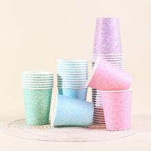 10pcs/20pcs Rainbow Luxury Pink/Purple/Blue/Green Glitter 9oz Paper Cups, Shiny Disposable Coffee Paper Cups, Multicolor Glitter Party Drink Cups, Suitable For Wedding, Birthday Party Decor, Holiday Party, DIY And Picnic, Elegant Tableware For Wedding Cocktail, Anniversary, Bridal Shower - Multicolor - View 3