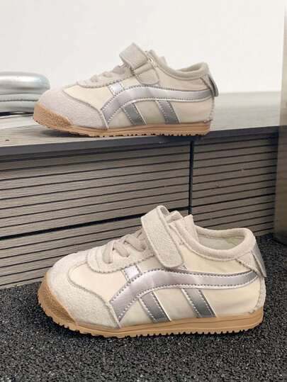 1 Pair New Breathable Leather Children's Sports Shoes, Unisex Lightweight Casual Retro Sneakers, Soft & Comfortable Toddler Walking Shoes, Suitable For Indoor/Outdoor, Campus, Sports, All Seasons