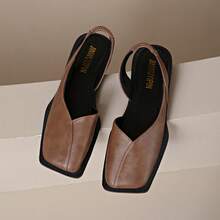 Giày lười đế bằng mũi vuông rỗng màu trơn, thích hợp cho văn phòng, đi làm và những dịp thường ngày - Màu Khaki - Xem 15