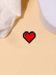 1pc Christmas Pixel Style Casual Zinc Alloy Brooch, Cartoon Heart Shaped Pixel Brooch Pin, Red Heart Decor For Clothes, Backpack, Couples, Fashion Accessory - Pixel Heart - View 8