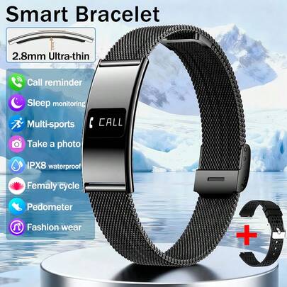 2026 Nytt smalt smartarmband för utomhussporter för män, 2,8 mm ultratunn kropp, böjd design, flera sportlägen, IP68 vattentät, aktivitetsmätning, samtalspåminnelse, sömnövervakning, omfattande hälsoskydd, kompatibel med iOS och Android, födelsedagspresent, alla hjärtans dag-present, fars dag-present, mors dag-present