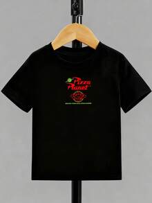 Disney Toy Story Alien Pizza Planet Kids' Tee, Checkerboard Print Cool Kids' Wear - 黑色 - 查看 3