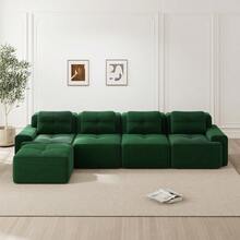 Sofas & Couches - Green + Corduroy + 4 Seat - View 4