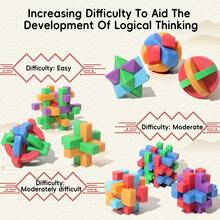 4pcs/6pcs/9pcs Colorful Transparent ABS Luban Lock Set, Brain Teaser Puzzle Toy, Unlocking Disassembly Thinking Jigsaw For Kids, Teens, Adults, Montessori STEM Educational Toy - Multicolor - View 5