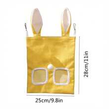 1 pièce Sac distributeur de pour lapin, sac de stockage de en forme d'oreille à suspendre, convient aux lapins, hamsters et autres petits animaux de compagnie, peut être accroché à l'intérieur de la cage - Jaune citron - Voir 6