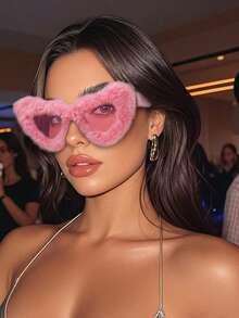 New Fashionable Plush Heart-Shaped Novelty Glasses For Party And Occasions - Multicolor - View 10