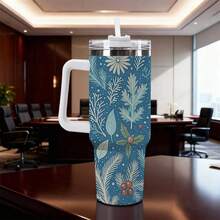 1 Large Stainless Steel  Cup With Lid|Double-Layer Vacuum Insulated Leak-Proof Hot And Cold Vacuum Cup, Suitable For Christmas, Camping, Office Parties - Frozen Design With Snowflakes, 40OZ Capacity Durable Stainless Steel Water Bottle With Detachable Cup For Daily Use, Water Bottle Coffee Bar Essentials| Perfect Grandpa Grandma & Best Friend Gifts - 白色 - 查看 3