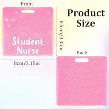 Pink Student Nurse Badge Glitter Nurse Badge Buddy Horizontal Id Name Identification Tags Accessories For Women Coworkers Resident Nurses Aesthetic - Hồng - Xem 3