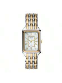 Fossil Women's Raquel Quartz Stainless Steel Three-Hand Watch, Square Series, Stainless Steel Case/Crystal Glass, 26mm Case Diameter - Silver + Gold - View 9