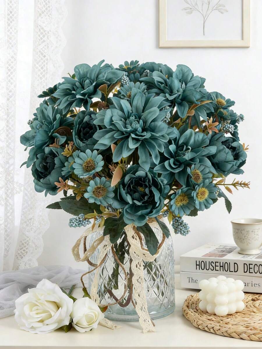 1 قطعة زهور اصطناعية - داليا حريرية، نباتات مزيفة، ديكور المنزل، غرفة الطعام، غرفة المعيشة، الحديقة الخارجية، هدايا عيد الأم، هدايا عيد الميلاد، هدايا موسم التخرج، موسم الزفاف، فن إدخال الزهور، إكسسوارات التصوير الفوتوغرافي، الخريف، الربيع، مزهرية، جدار الزهور، إكليل الزهور، باقة العروس، ديكور الزفاف، مواد إكليل الزهور DIY، مواد ديكور حفلة عيد الميلاد، إكسسوارات ديكور المنزل، عيد الحب. - الأزرق - مشاهدة 1