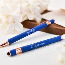 Personalized Gift Pen, Exquisite Custom Pen, Bridesmaid Gift, Friend Gift, Alumni Gift, Commemorative Gift, Soft Touch Rubber Ballpoint Pen, Luxury Soft Touch Rose Gold Ballpoint Pen, Fashionable Reusable - Sets - View 2