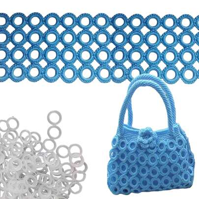 20个装钩编环形袋 - O型环形手工编织配件袋 - 定型塑料环 - 钩编环形纱线 - DIY工具和材料包