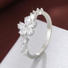 1pc Fashion Flower Design Cubic Zirconia Inlaid Women's Ring - Multicolor - View 14