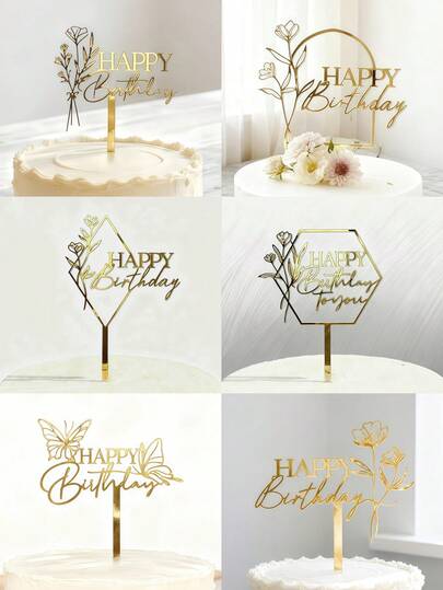 6件/12件装亚克力生日蛋糕装饰品，生日蛋糕装饰，蛋糕装饰用品，亚克力生日蛋糕装饰，甜点桌装饰，烘焙装饰，派对装饰，家居厨房必备，节日礼物