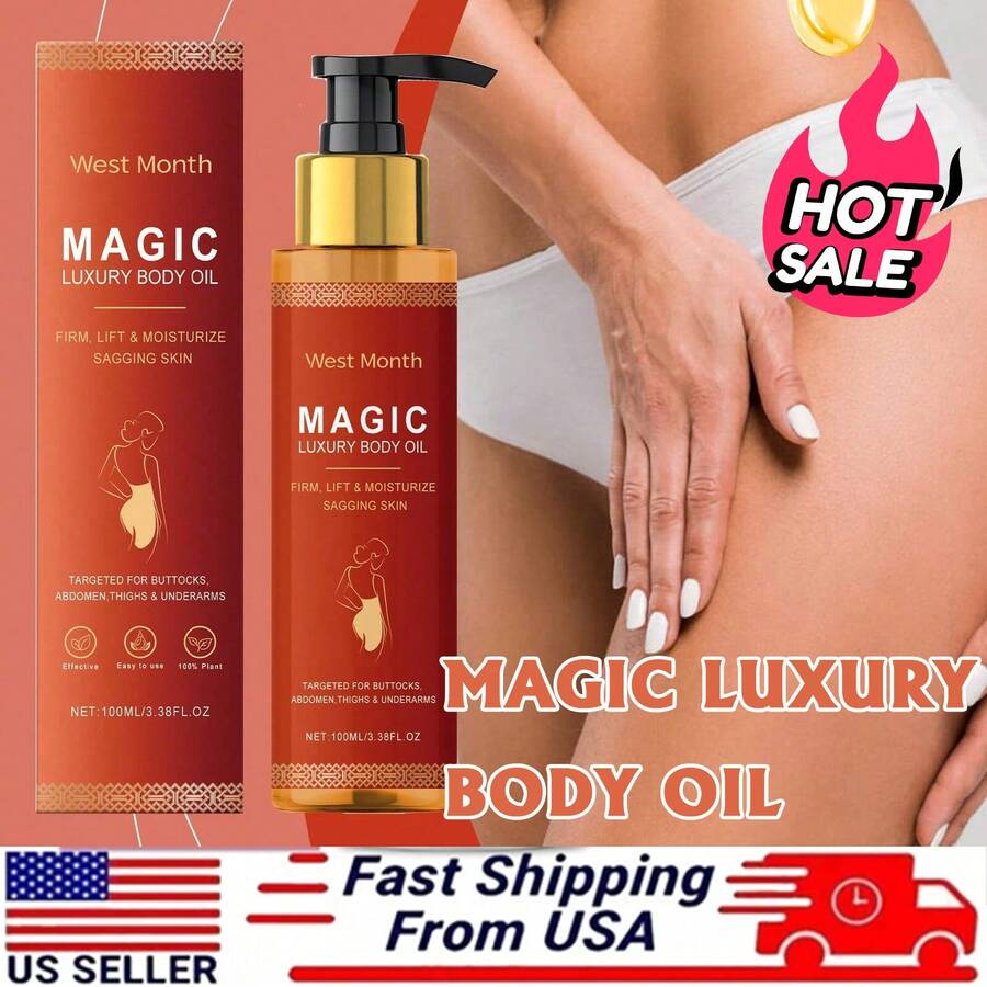 100ml Body Deeply Moisturizing Oil Firming Dry Skin Tightening Smoothing Brightening Fade Fine Line Chest Thighs Rejuvenating Repairing Soften Nourishing Skin Care Oil For All Skin Types - 紅色 - 查看 1