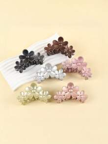 1个/3个/6个几何图案休闲ABS塑料（ABS树脂）新款大芙蓉花发爪，流行旅行发夹，发爪发饰时尚发夹，优雅发饰 - 彩色 - 查看 11