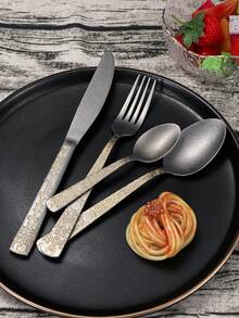 4pcs Stainless Steel Totem Patterned Knife, Fork And Spoon Set, Luxury Tableware Set - Multicolor - View 1