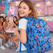 Clio Style Floral Print Backpack With Adjustable Straps - 紫色 - 查看 7