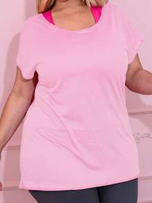 Plus Size Sports Tees & Tanks - Baby Pink - View 5