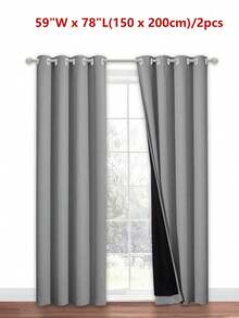 2pcs Blackout Curtains, 100% Waterproof, Thermal Insulated, UV Blocking, Suitable For Luxury Living Room, Bedroom, Home Decor, Holiday Decor - Dark Grey - View 9