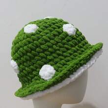 1pc Handmade Crochet Mushroom Design Beanie Hat, Cute Fairy Tale Little Red Riding Hood Style, Warm Knitted Cap For Autumn/Winter, Casual & Party Wear - Multicolor - View 18
