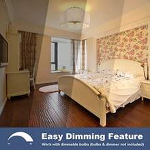 Lámpara de techo de 4 luces de 14.4 pulgadas con montaje semiempotrado color dorado moderna cerca del techo con visualización de tela blanca acabado de latón brillante para guardería habitación de-003 - Blanco & Oro - Ver 5