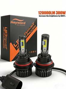 Heyword 2pcs LED Headlights, Compatible With H1, H4, H7, H11, 9005/HB3, 9006/HB4 Models, 30,000 Lumens Brightness, 300W Power, Can Be Used As Fog Lights. High And Low Beam Are Both White Bulbs, 6000K CSP Chip. Plug And Play, Easy Installation. - White - View 11