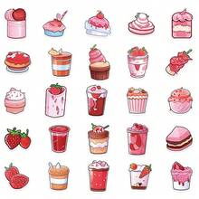 50-częściowe różowe naklejki deserowe w stylu INS – wodoodporne naklejki dekoracyjne na laptopy, bagaż, etui na telefony i konta ręczne - 50 SZTUK - Zobacz 3