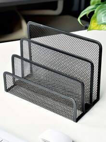 Multi-Function Metal Grid Desktop Storage Rack - Space-Saving Freestanding Organizer Shelf, Suitable For Home Office, Compact Vertical Storage Design, Suitable For Home And Office Decor - Multicolor - View 4