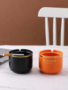 1pc Minimalist Luxury Round Ceramic Ashtray, For Home, Office, Restaurant - Orange Color - View 8