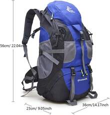 Mochila de senderismo de 50L, mochila resistente al agua para acampar, mochila para mochilero, viajes, senderismo y escalada - Azul claro - Ver 7