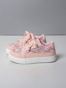 Giày thể thao vải bố thoáng khí, phong cách tối giản, thời trang cho trẻ em, thích hợp cho mùa xuân/thu. - Hồng - Xem 1