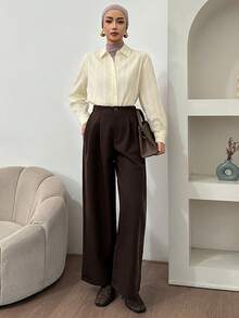 Livesso Women's Striped Long Sleeve Casual Business Shirt, Autumn,Long Sleeve Tops,Fall Women Clothes - Yellow - View 3