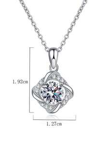 1pc Fashionable Luxury 925 Sterling Silver 1 Carat 6.5mm Moissanite Necklace, Suitable For Women's Daily Wear, Banquet, Holiday, Valentine's Day, Mother's Day, Wedding Anniversary, Women's Jewelry Gift - XL0011M - View 4