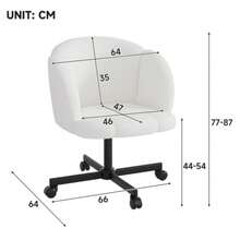 Drehstuhl,Schreibtischstuhl,Bürostuhl,Computerstuhl,10cm Höhenverstellbar .360° gedreht werden,Teddy,beige,B66* T64 * H87 cm - Beis - Ver 2