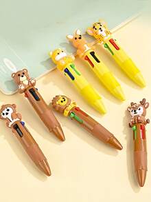 10支装马卡龙色圆珠笔礼盒套装，可爱动物造型多色圆珠笔，儿童礼物，新生儿礼物，生日礼物，办公学习用品，儿童最爱礼物，多种动物造型纯色圆珠笔 - 彩色 - 查看 4