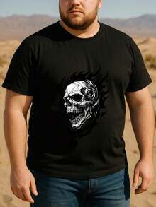 T-shirt à manches courtes imprimé crâne aux flammes d'horreur pour hommes, vêtement pour hommes à la mode, t-shirt pur de haute qualité pour hommes, t-shirt à manches longues pour hommes - Blanc - Voir 8